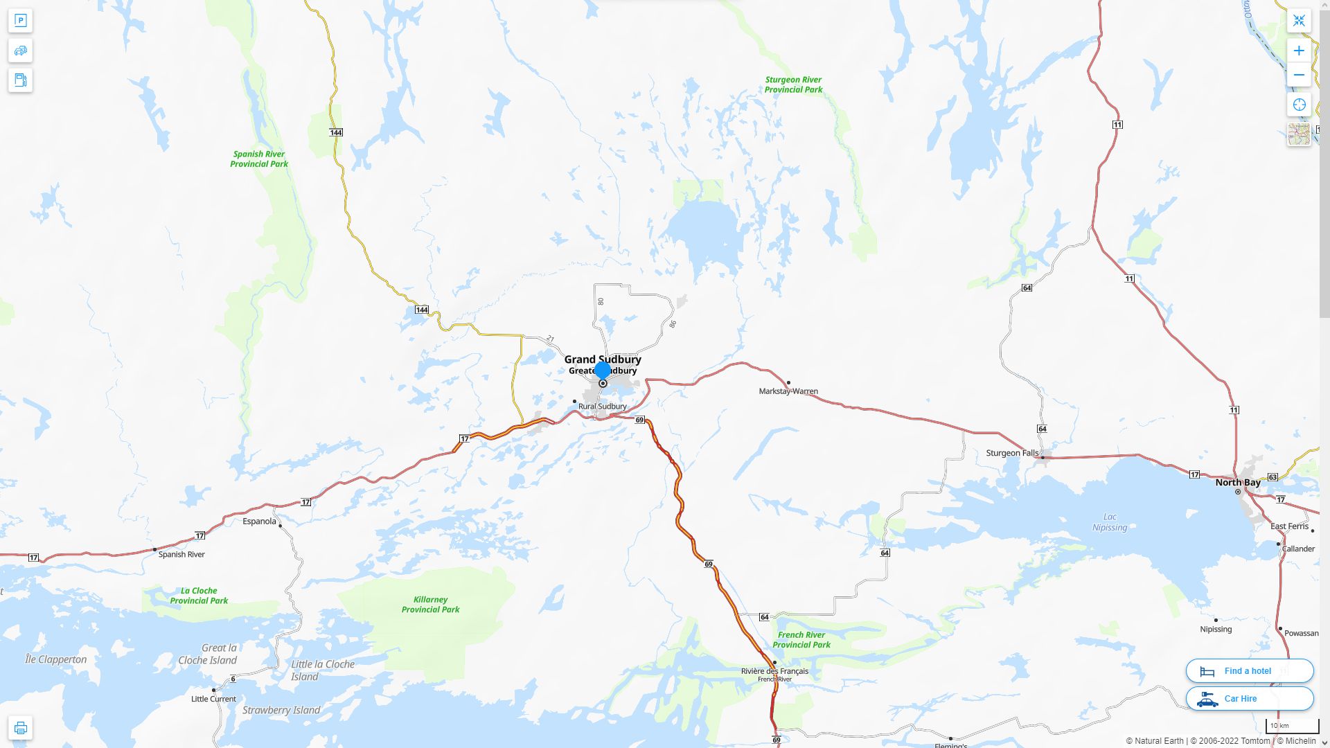 Sudbury Canada Autoroute et carte routiere